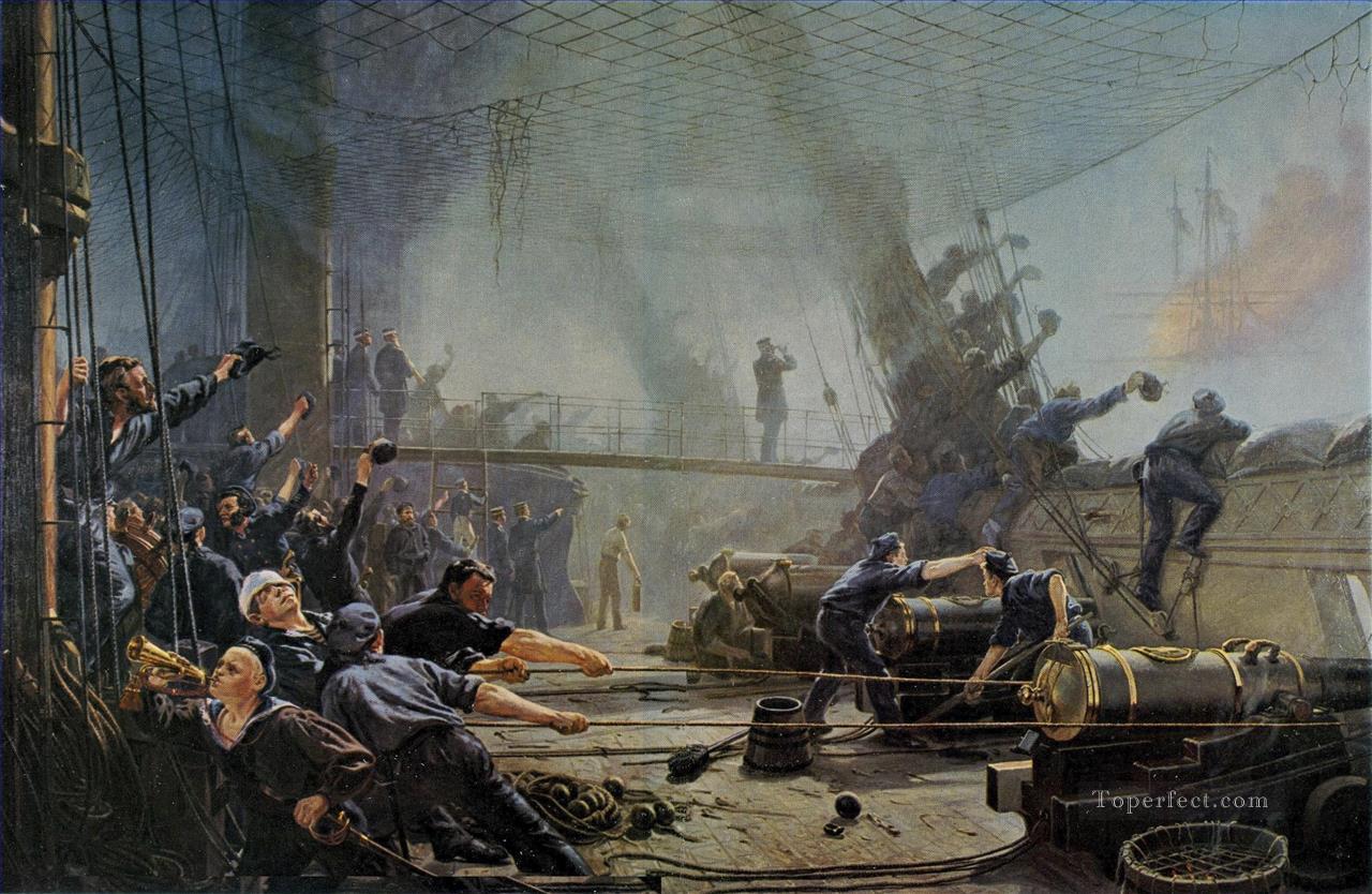 Ombord pa frigatten Niels Juel Naval Battle Oil Paintings